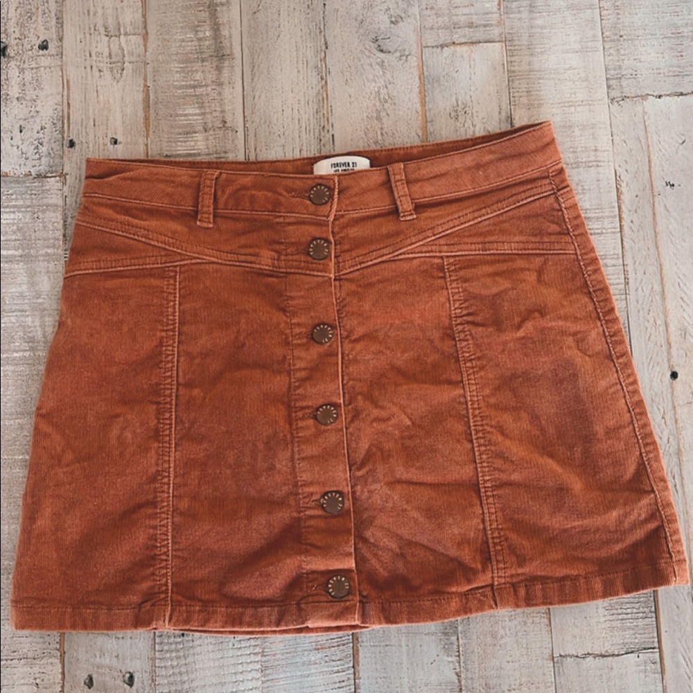 Burnt Orange Corduroy Mini Skirt